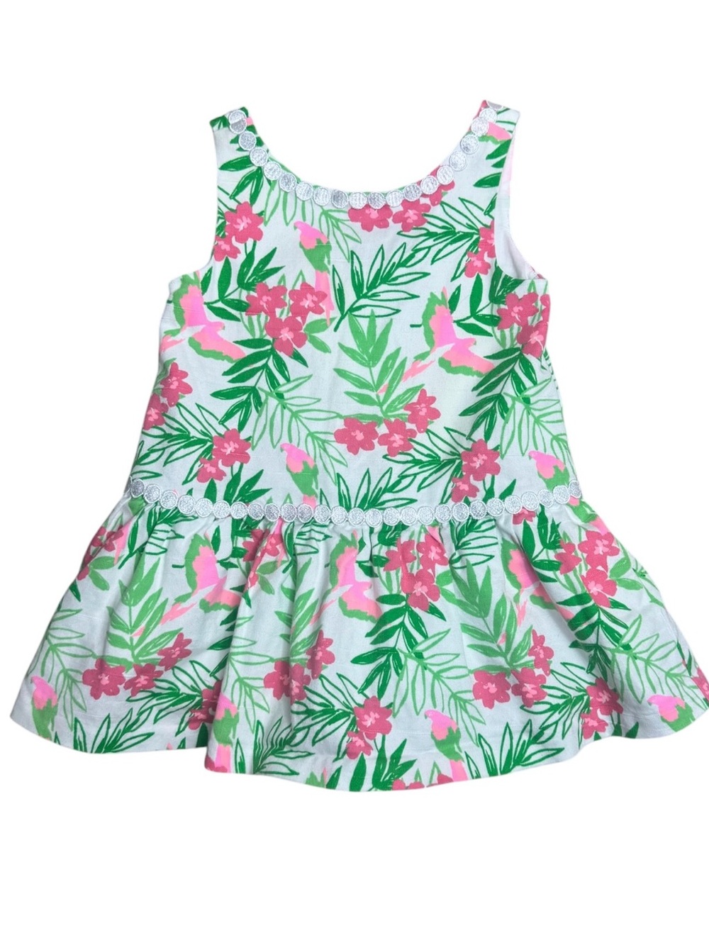 Janie and Jack Tropical Macaw Bird Floral Dress 12-18 Months 100% Cotton